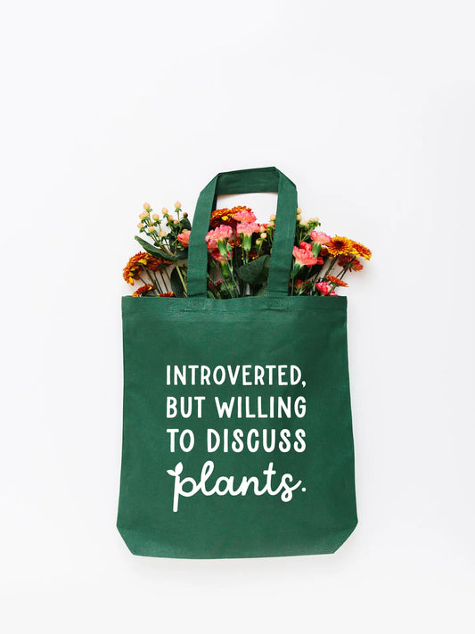 Introverted But Willing To Discuss Plants Canvas Tote Bag | Summer Gift | Reusable Bag